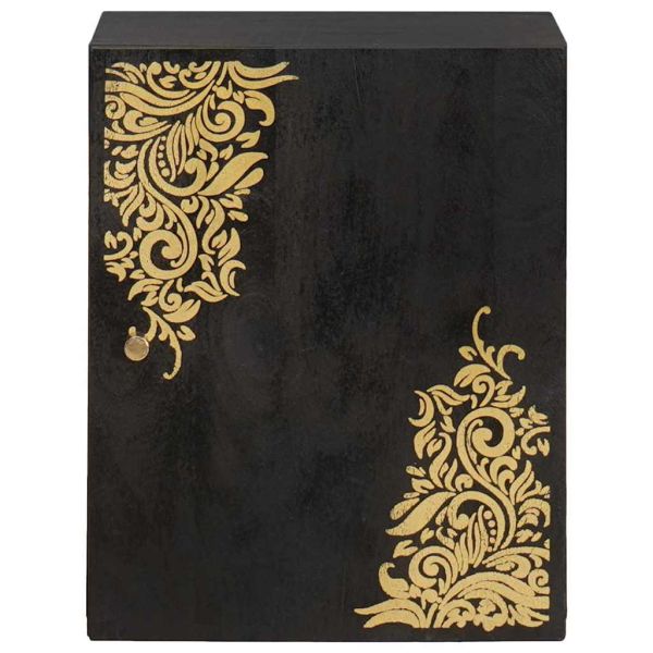 Стенен шкаф с врата Черно 38 x 33 x 48 см Солидно мангово дърво