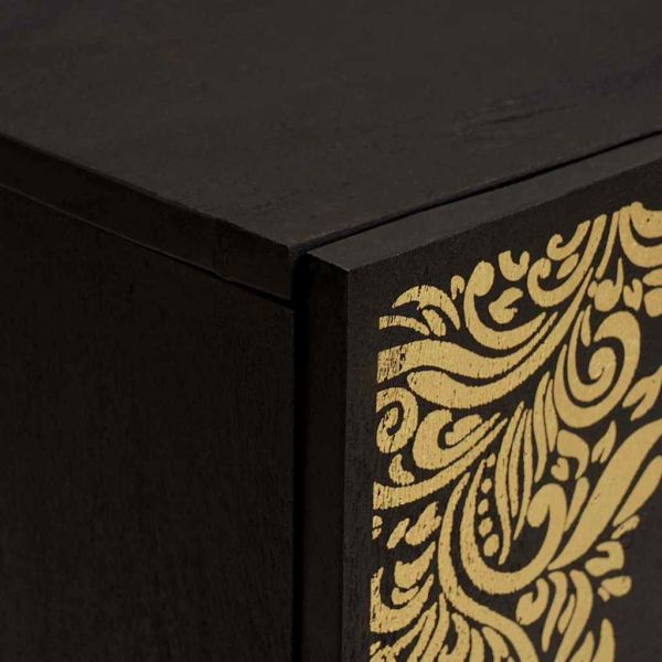 Стенен шкаф с врата Черно 38 x 33 x 48 см Солидно мангово дърво