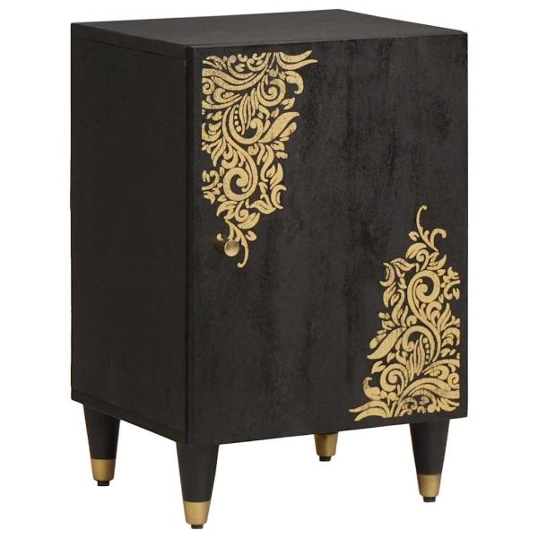 Шкаф за баня Черно 38 x 33 x 58 см Солидно мангово дърво