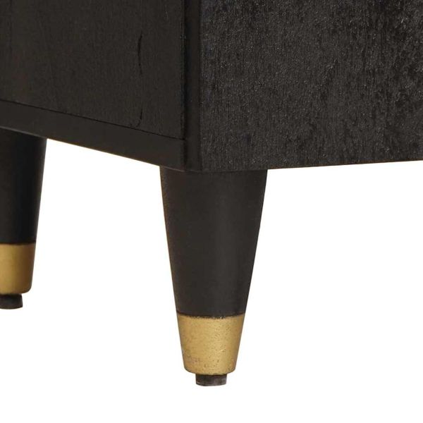 Шкаф за баня Черно 38 x 33 x 58 см Солидно мангово дърво