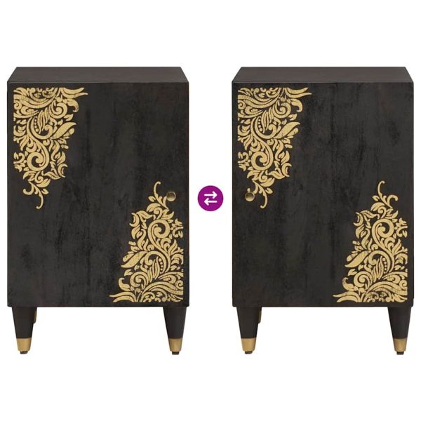 Шкаф за баня Черно 38 x 33 x 58 см Солидно мангово дърво