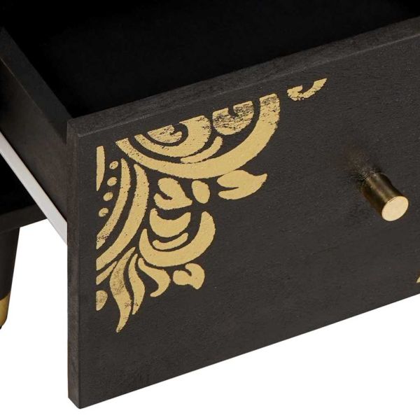 Служебен шкаф Черно 40 x 33 x 75 см Солидно мангово дърво