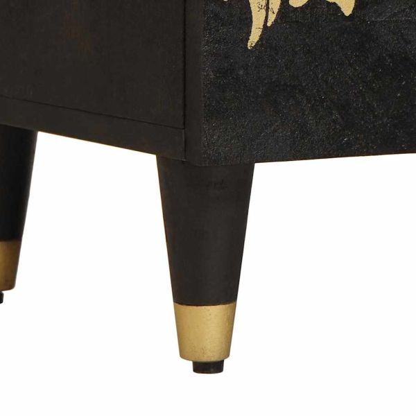 Служебен шкаф Черно 40 x 33 x 75 см Солидно мангово дърво