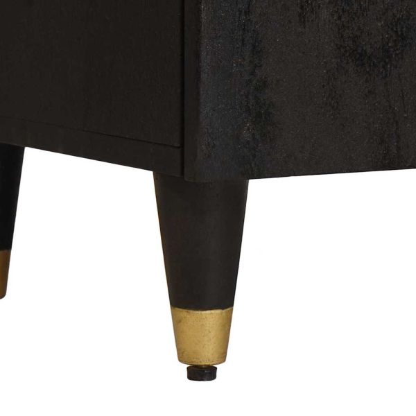 Служебен шкаф Черно 40 x 33 x 75 см Солидно мангово дърво