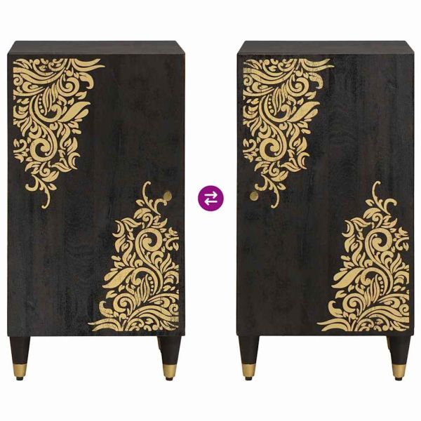 Служебен шкаф Черно 40 x 33 x 75 см Солидно мангово дърво