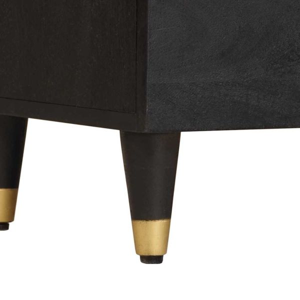 Служебен шкаф Черно 80 x 33 x 75 см Солидно мангово дърво