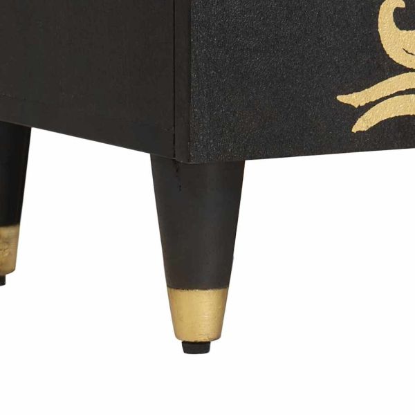 Служебен шкаф Черно 90 x 33 x 75 см Солидно мангово дърво