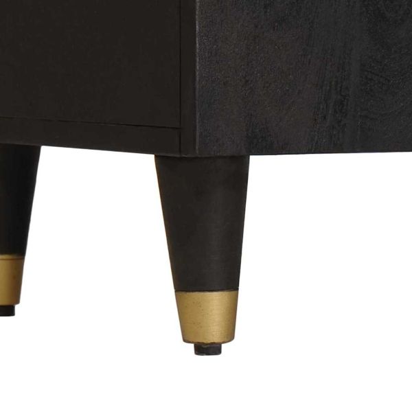 Висок шкаф с рафт Черно 40 x 33 x 110 см Солидно мангово дърво