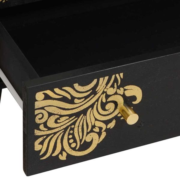 Висок шкаф с рафт Черно 60 x 33 x 100 см Солидно мангово дърво