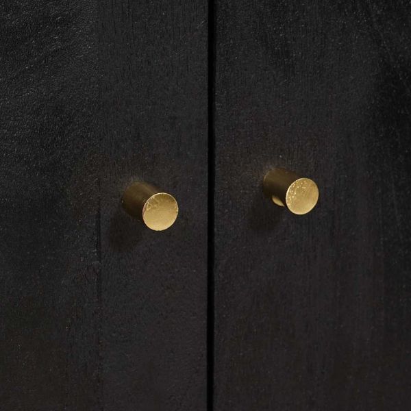 Висок шкаф с рафт Черно 60 x 33 x 100 см Солидно мангово дърво