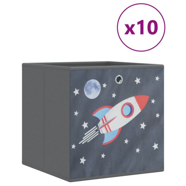 Сгъваеми кутии за съхранение 10 бр сиви 32x32x32 см текстил