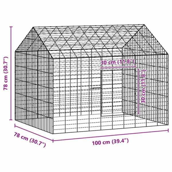 Клетка за заек Сребрист 400 x 78 x 78 см Галванизирана стомана
