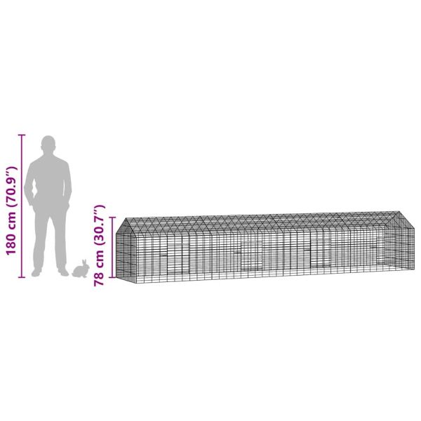 Клетка за заек Сребрист 400 x 78 x 78 см Галванизирана стомана