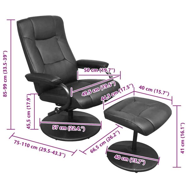 Разтегателен стол Черно 66,5 x 75 x 99 см Изкуствена