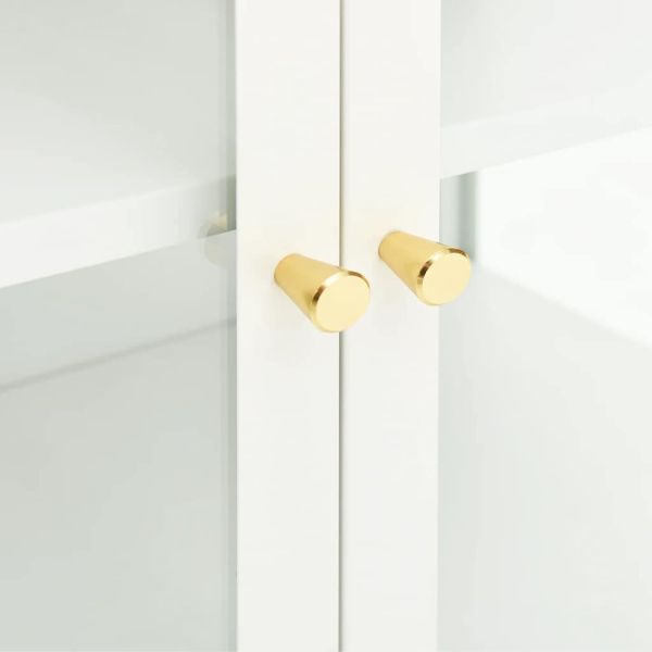 Бюфет, бял, 105x35x70 см, стомана и стъкло