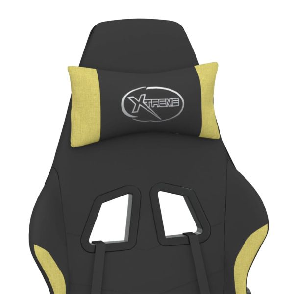 Гейминг стол с опора за крака, черно и светлозелено, плат