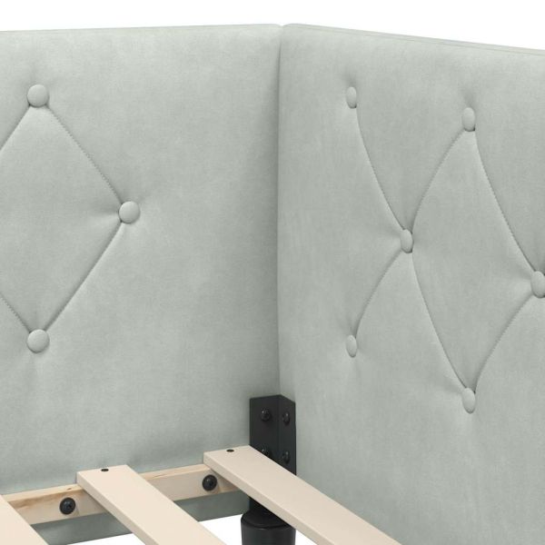 Ъглова рамка за легло с таблото Светлосиво 90 x 200 cm Кадифе