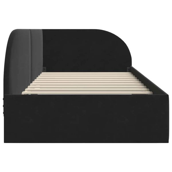 Ъглова рамка за легло с таблото Черно 100 см x 200 см Кадифе