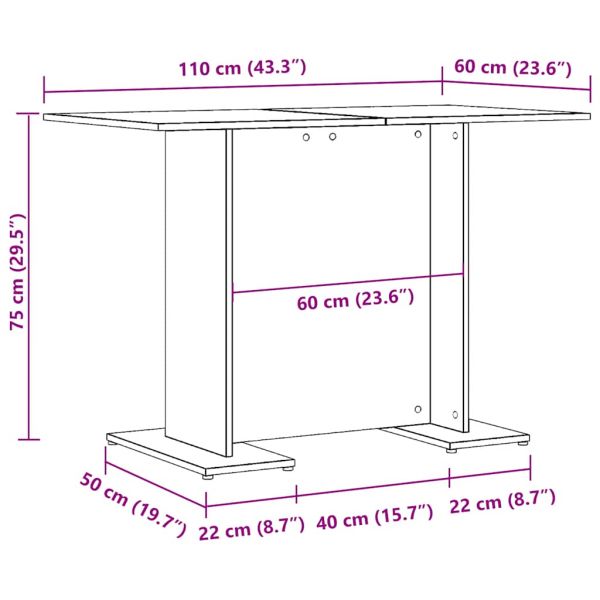 Трапезна маса, дъб артизан, 110x60x75 см, ПДЧ