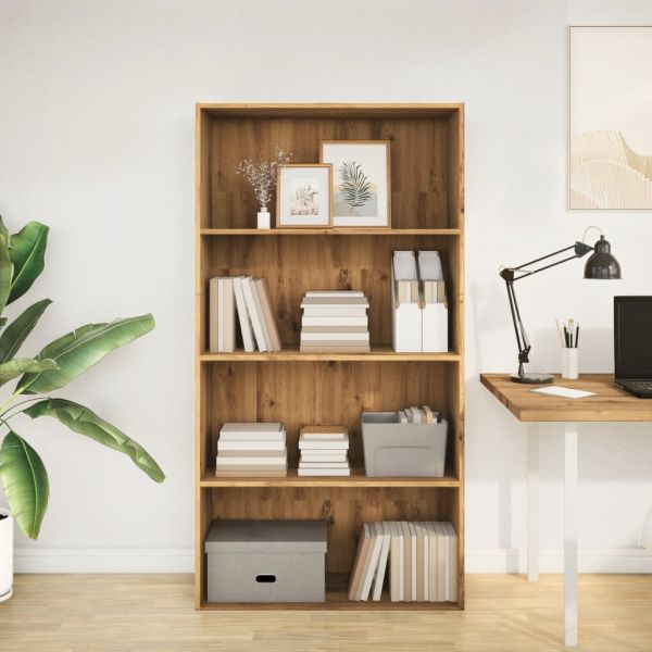 Библиотека, дъб артизан, 80x30x152 см, инженерно дърво