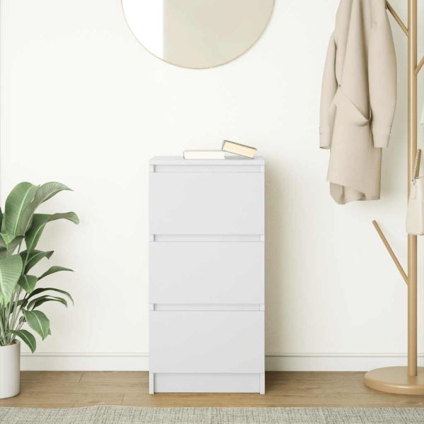 Сайдборд, бял, 37,5x35x76 см, инженерно дърво