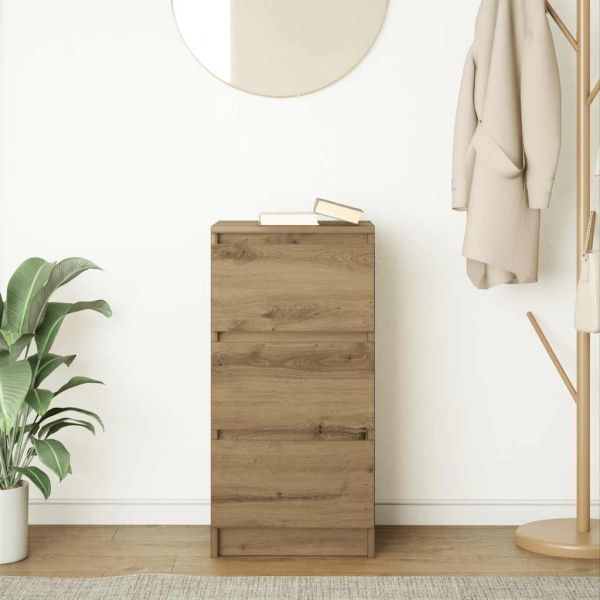 Сайдборд, дъб артизан, 37,5x35x76 см, инженерно дърво