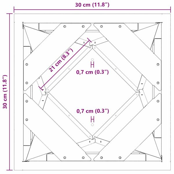 Кашпа Черно 30 x 30 x 75 см Стомана