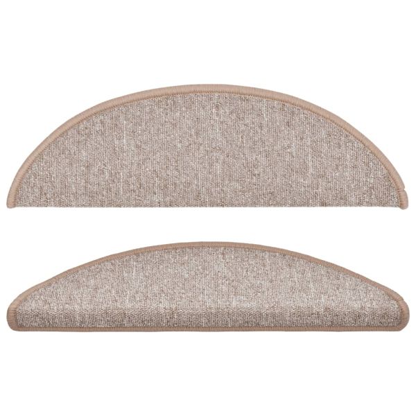 Изтривалки за стълби, 15 бр., 56x17x3 см, светлокафяви, полукръгли