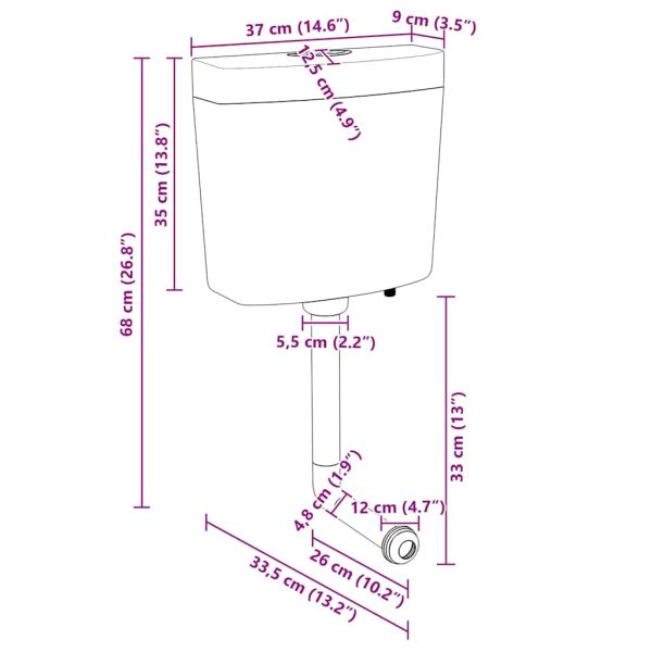 Тоалетно казанче с долен вход за вода, 3/6 л, сиво