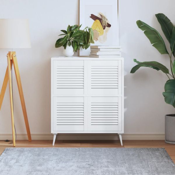 Врати за шкафове решетен дизайн 4 бр бял 39,5x39,4 см бор масив