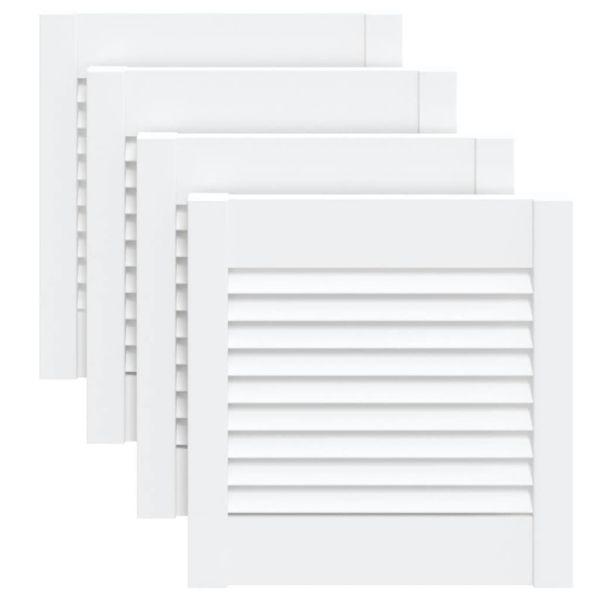 Врати за шкафове решетен дизайн 4 бр бял 39,5x39,4 см бор масив