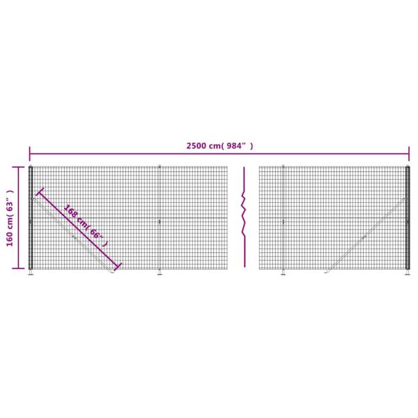 Плетена оградна мрежа с фланец, антрацит, 1,6x25 м