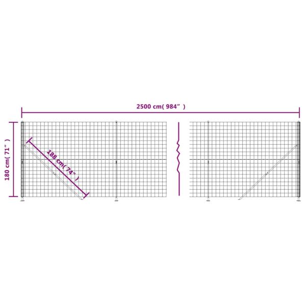 Плетена оградна мрежа с фланец, антрацит, 1,8x25 м