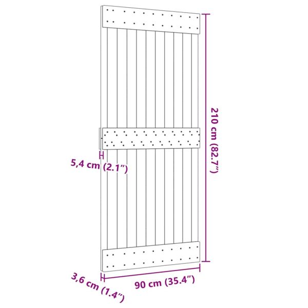 Врата "NARVIK" 90x210 см масивна дървесина бор