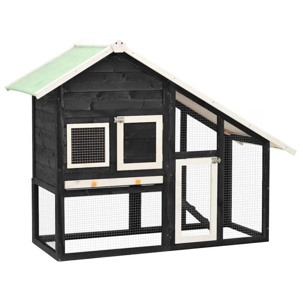 Клетка за зайци, сиво и бяло, 140x63x120 см, чам масив