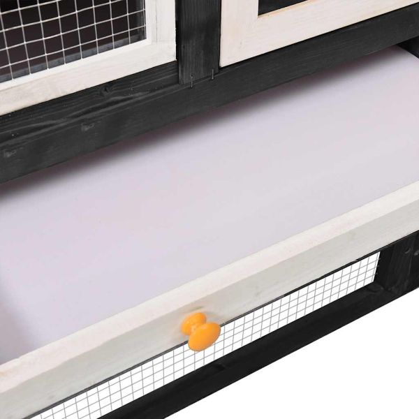 Клетка за зайци, сиво и бяло, 140x63x120 см, чам масив