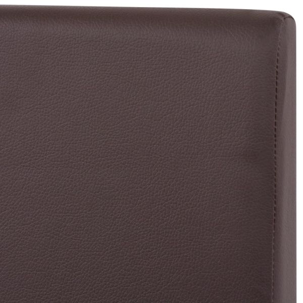 Трапезна маса и столове, 7 части, изкуствена кожа, дъб, кафяво