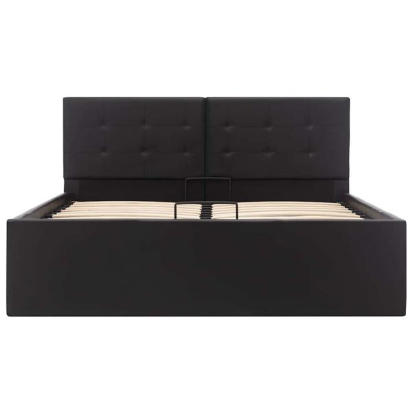 Легло с повдигащ механизъм, черно, изкуствена кожа, 120x200 cм