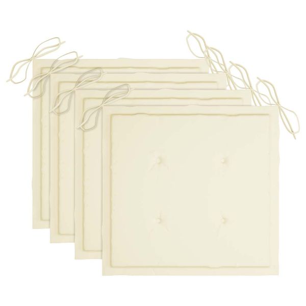 Сгъваеми градински столове с възглавници, 4 бр, тик масив