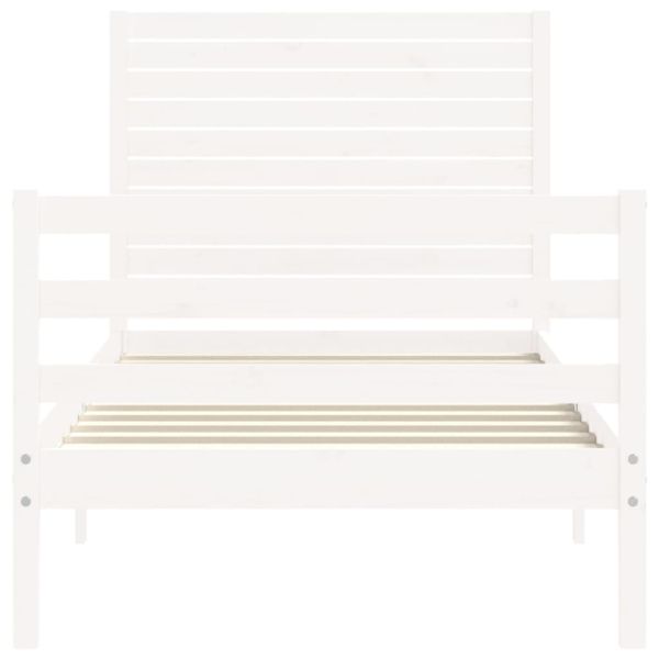 Рамка за легло с табла бяла Single масивна дървесина