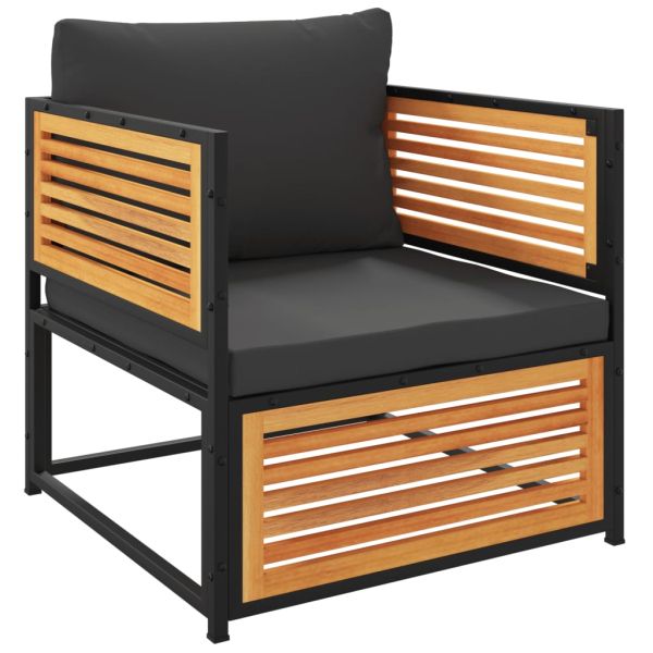 Градински комплект диван, 7 части, с възглавници, акация масив