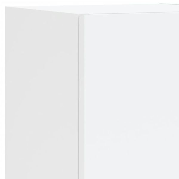 ТВ стенни модули с LED, 5 части, бели, инженерно дърво