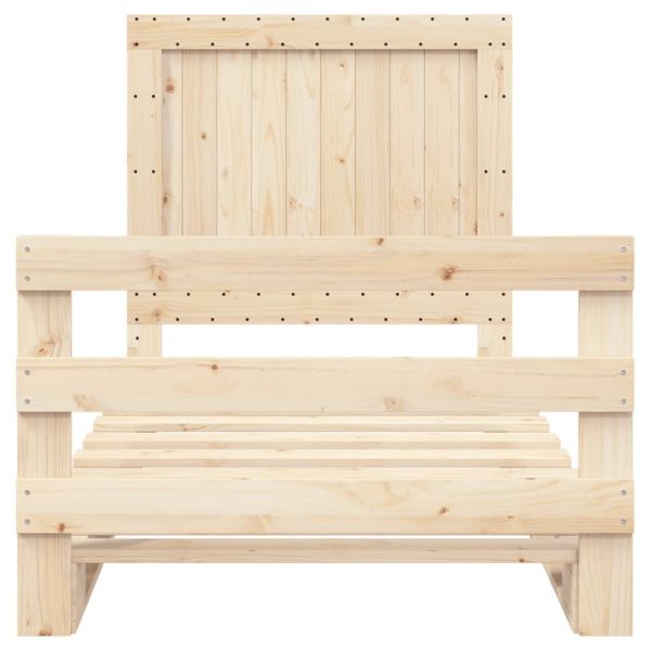 Рамка за легло с табла, 100x200 см, борово дърво масив