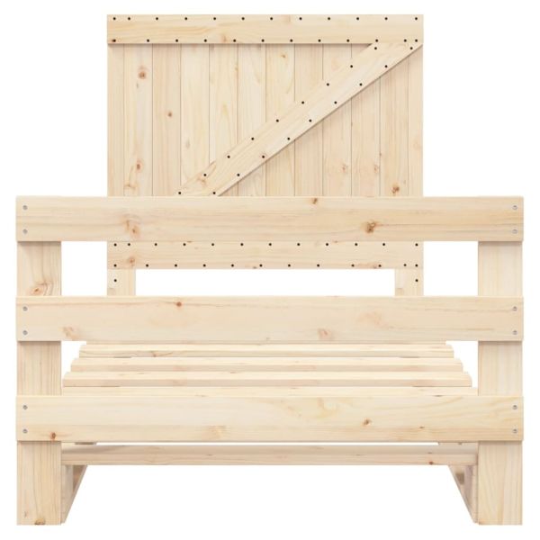 Рамка за легло с табла, 100x200 см, борово дърво масив