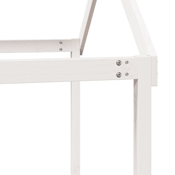 Двуетажно легло с покрив, бяло, 75x190 см, борово дърво масив