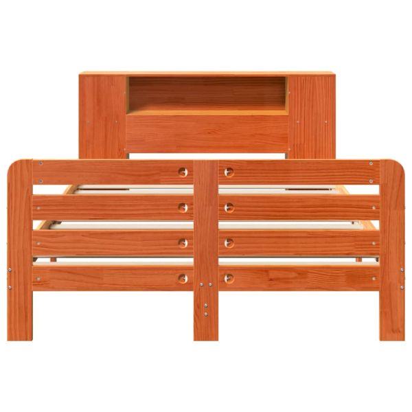 Рамка за легло без матрак, восъчнокафяво, 135x190 см, бор масив