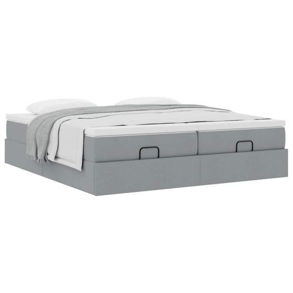 Османска легло с матраци, светлосиво, 160x200 см, плат