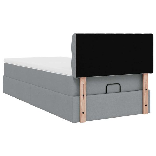 Османска легло с матрак, светлосиво, 80x200 см, плат