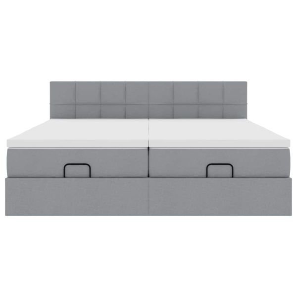 Османска легло с матраци и LED, светлосиво, 160x200 см, плат