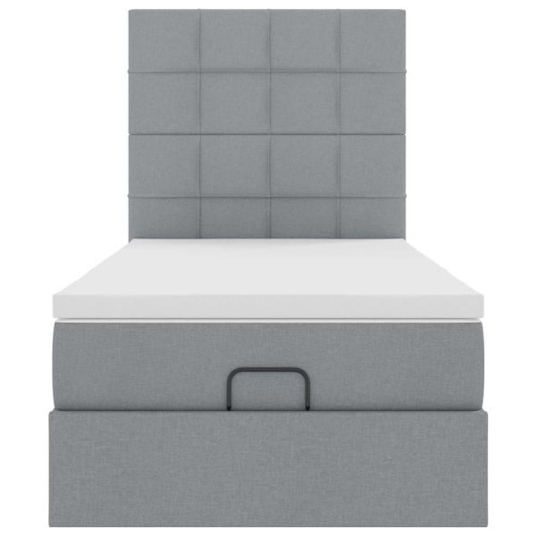 Османска легло с матрак, светлосиво, 80x200 см, плат